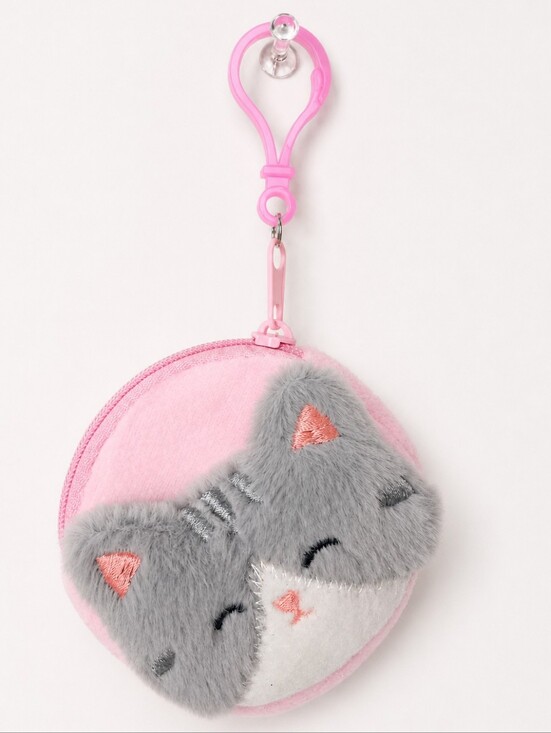 None Accessories - Women's Keychain Bag Charm Cute Plush Kitty Coin Purse Baby Pink